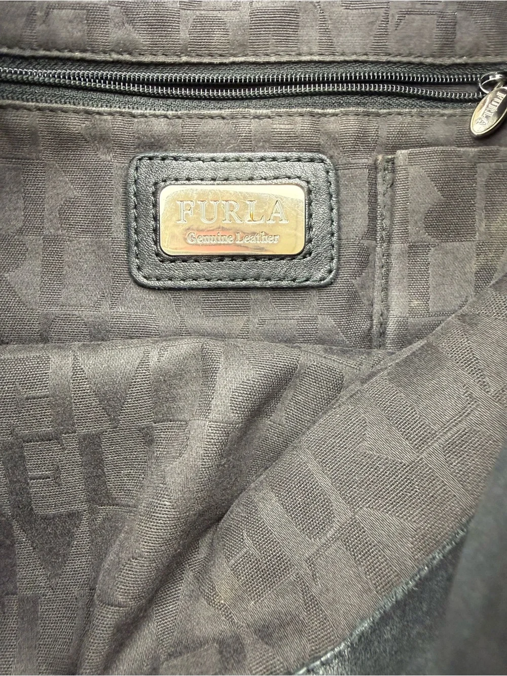 FURLA black leather hobo satchel shoulder bag